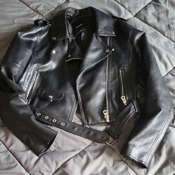 Pull&Bear Jackets & Blazers - Pull&Bear Black Motorcycle Jacket